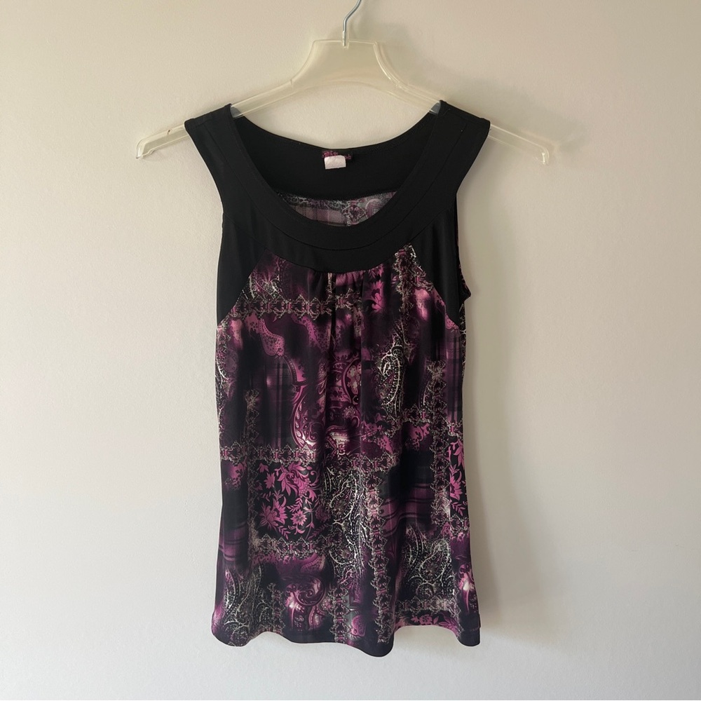 Agenda Purple Black Paisley Tank Top